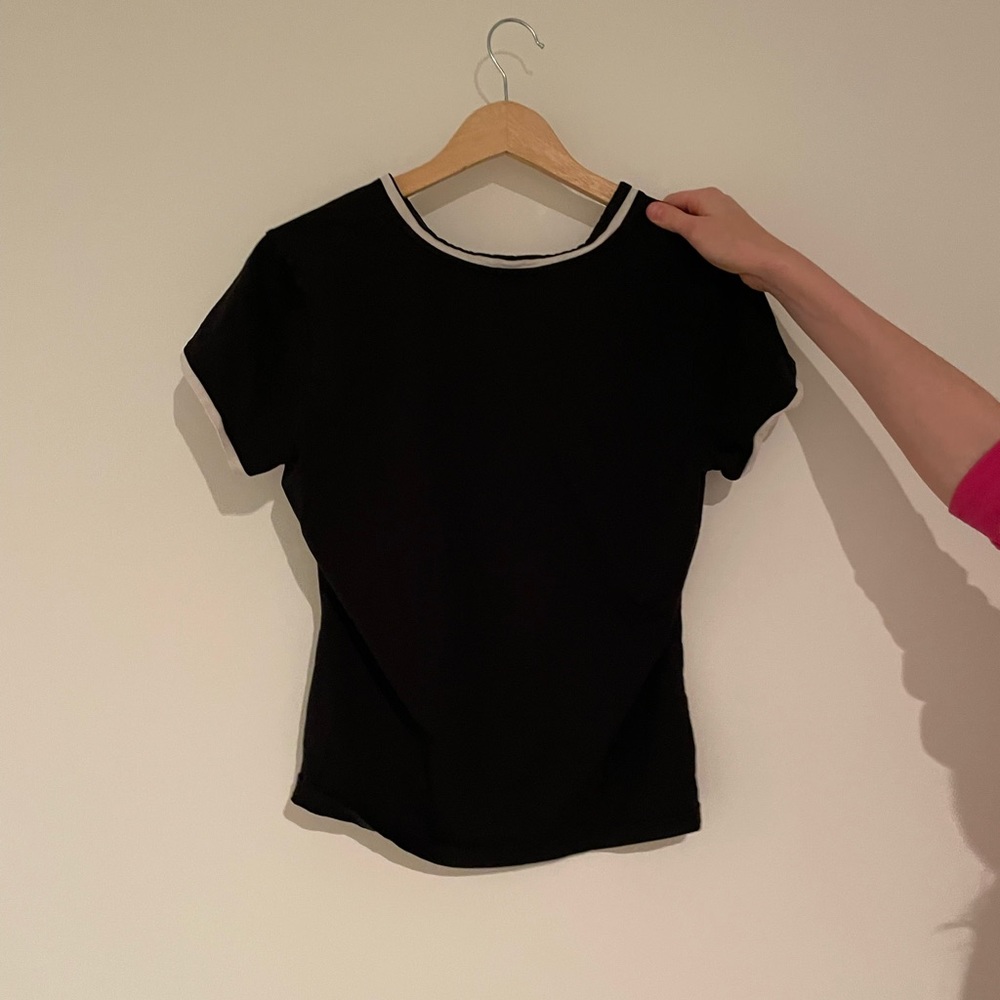 talbots, black and white, v-neck, women’s, large, sailor vibe - Picture 2 of 3